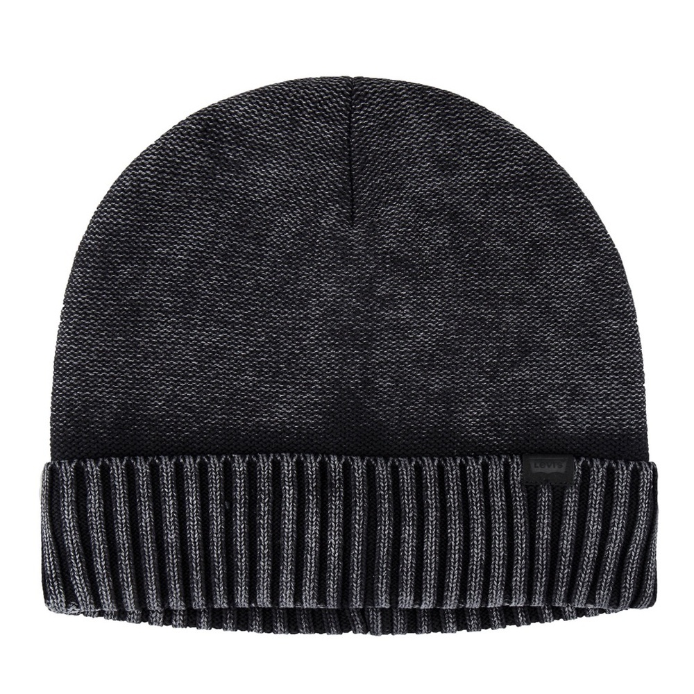Levi’s Black Acid-Washed Cuffed Beanie Hat w/ Fleece Lining